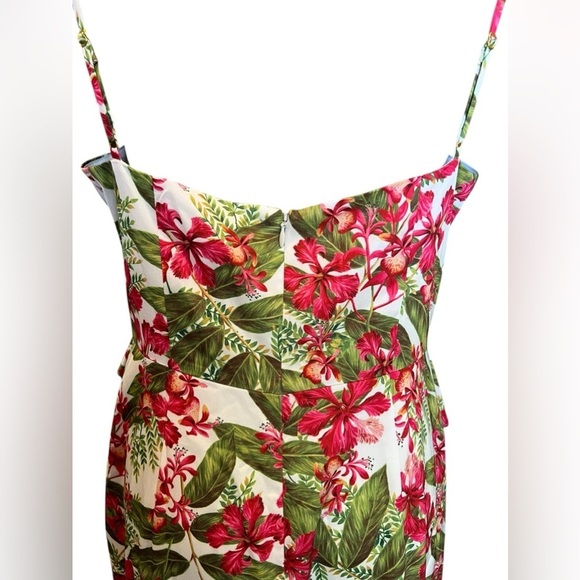 AMUR Womens Dress Deborah Tropical Floral Print Midi Ruffle High Low Size 10 - Picture 8 of 16